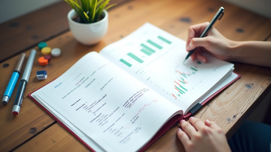 Trading education materials and practice charts on desk representing learning process