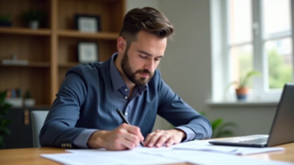 Person studying market charts and trading concepts at desk with notebooks