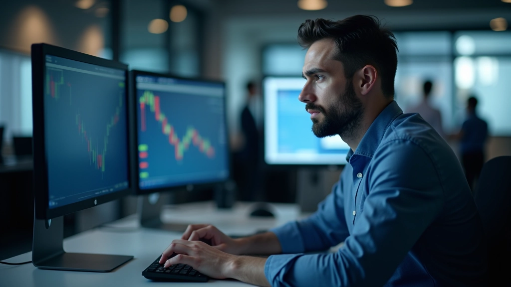 Trader reviewing portfolio risk metrics on computer screen