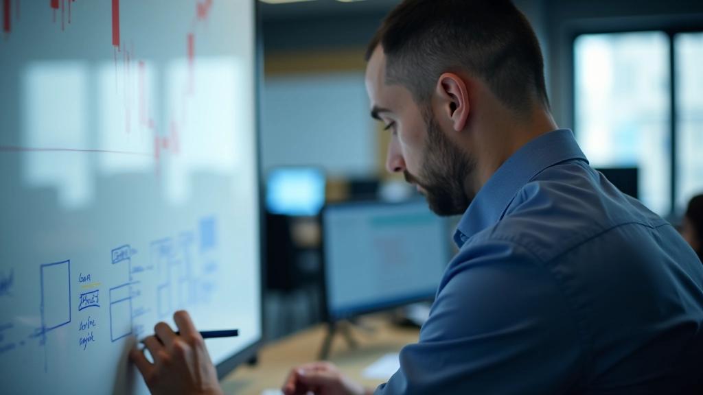 Trading education framework with three core pillars illustrated on whiteboard